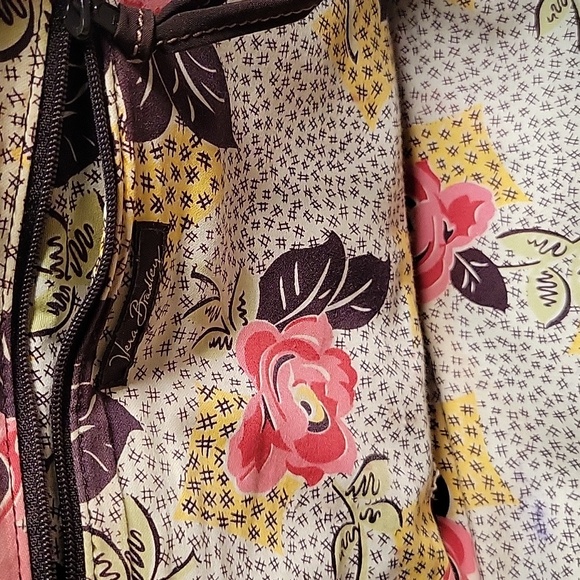 Vera Bradley Quilted Brown Handbag – Cotton Microfiber Satchel with Top Zipper - Picture 7 of 11